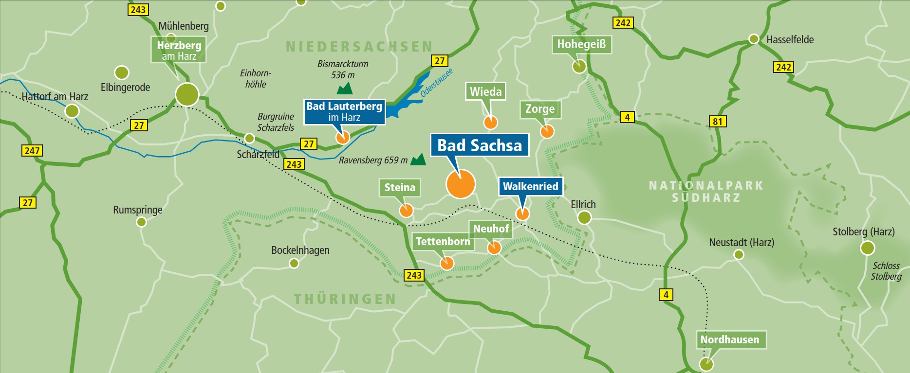 Karte vom Südharz